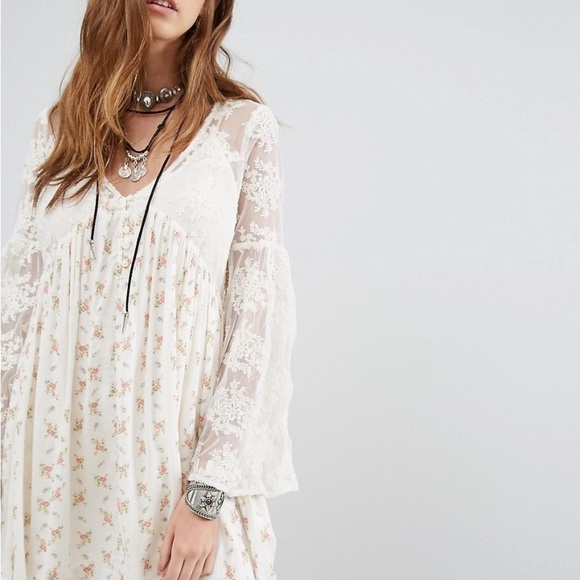 Denim & Supply Ralph Lauren Dresses & Skirts - Denim & Supply by Ralph Lauren Floral Printed Tea Dress with Lace Sleeves